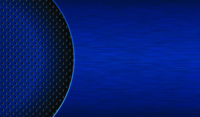 Dark blue background with different textures. Perforated and rubbed surfaces EPS10