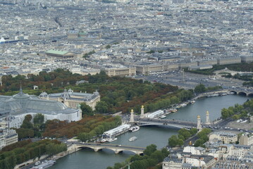 Fototapeta na wymiar Paris, aerial view from the Eiffel Tower. Pont Alexandre III
