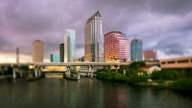 Tampa Florida time lapse with stormy skies.
