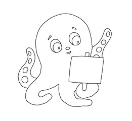 The outline of the octopus with a sign