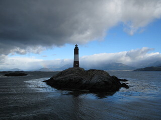 Les Eclaireurs Lighthouse in the Beagle Channel, Tierra del Fuego (Land of Fire), southern Argentina 
