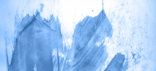 Abstract watercolor background hand-drawn on paper. Volumetric smoke elements. Blue color. For design, web, card, text, decoration, surfaces.