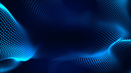 Dot white blue wave light screen gradient texture background. Abstract  technology big data digital background. 3d rendering.