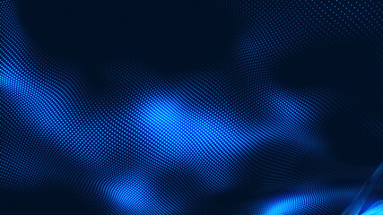 Fototapeta na wymiar Dot white blue wave light screen gradient texture background. Abstract technology big data digital background. 3d rendering.