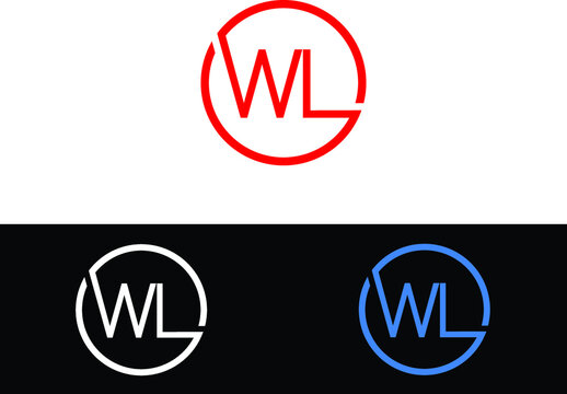 wl initial letters circle business logo red and black color