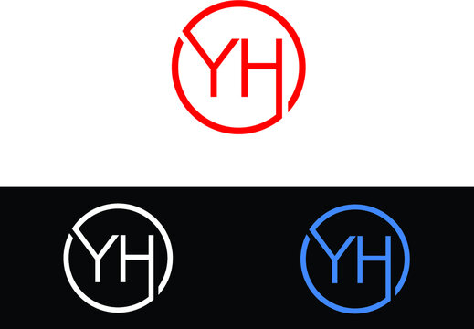 YH initial letters circle business logo red and black color