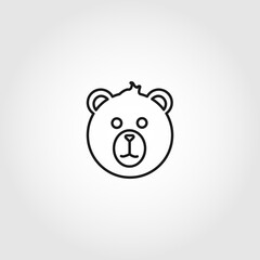 bear head vector line icon on white background