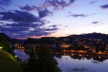 Fototapeta premium sunset over the river