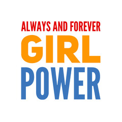 Girl power text, feminism slogan. Black inscription for t shirts, posters and wall art. Feminist sign handwritten with ink and brush. colored letters.