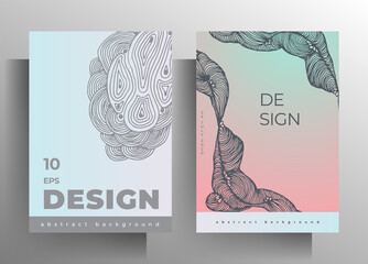 Cover set of templates for book, magazine, brochure, catalog, booklet, poster. Design in pastel colors with hand-drawn graphic texture elements. A4 format. EPS 10 vector.