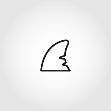 shark fin line icon on white background