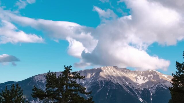 Mountain Olympus timelapse during daylight as seen from Petrostrouga Refuge