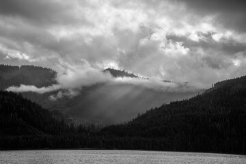 Black and White clouds on the fjord