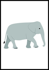 Elephant character isolated on white. It can be a poster.