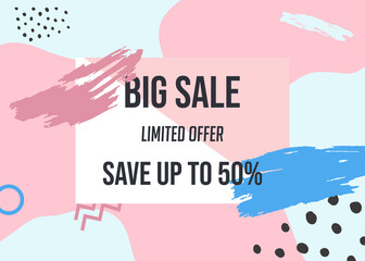 Sale banner template design. Big Sale design for business. Abstract Discount banner, Sale banner, limited offer. Vector illustration.