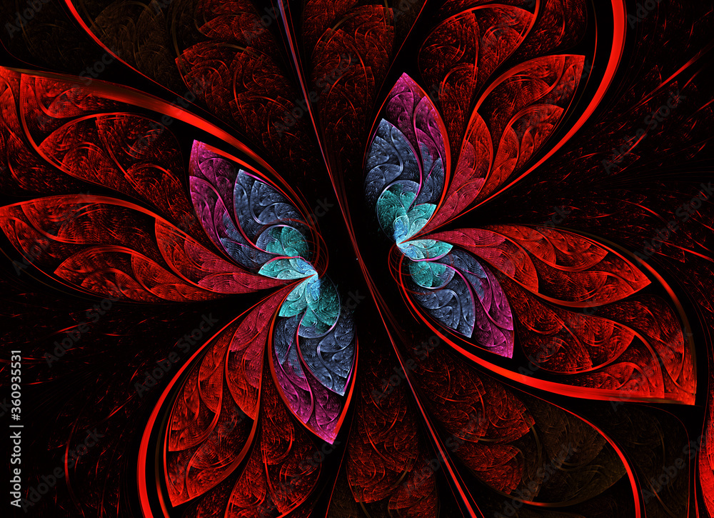Wall mural abstract color dynamic background with lighting effect. fractal art