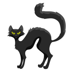 Black cat isolated on white background. Vector illustration