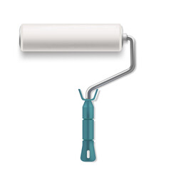 New clean roller brush isolated on white background realistic vector illustration.