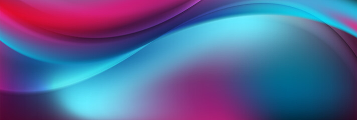 Blue purple neon smooth liquid waves abstract background. Vector banner design