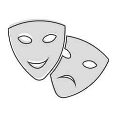 Vector Image Theatrical face mask. Drama and comedy, laughter and crying cartoon style on white isolated background.