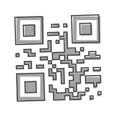 Vector image is an example of a QR code for reading information by a smartphone or mobile phone, tablet. QR code to scan the device cartoon style on white isolated background.