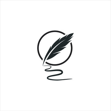 Feather pen logo vector graphic premium download