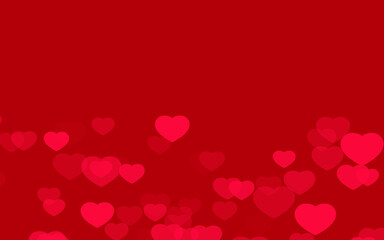 Valentine day red hearts on red background.