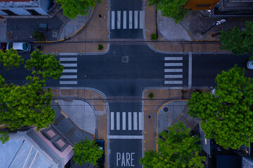 Urban traffic from above city