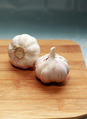 garlic on a wooden table