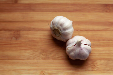 garlic on a wooden table