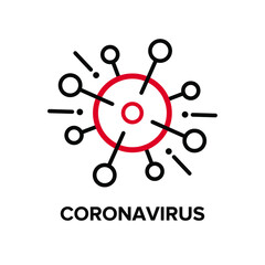 Vector illustration of a dangerous virus - Coronavirus (Covid-19). Pandemic, global danger and quarantine. Virus vector logo design. Simple vector illustration of a coronavirus. Logo design.