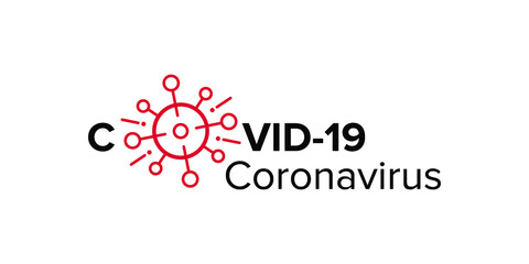 Vector illustration of a dangerous virus - Coronavirus (Covid-19). Lettering concept for typography. Pandemic, global danger and quarantine. Logo design. Save your life from the virus.