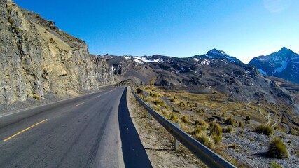 Highway in the mountains of Bolivia. Beautiful highway in the Bolivian mountains