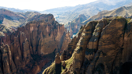 Palca Canyon – Bolivia. Beautiful canyon with yellowish rocks near the city of La Paz, Bolivia