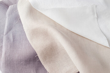 Fototapeta premium Linen fabric on white background