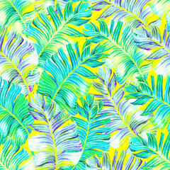 Seamless pattern with palm leaves.  - 360944509