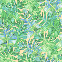 Seamless Banana leaf wallpaper.  - 360944546