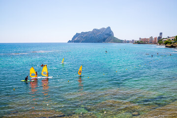 Water sports at Peñón de Ifach in Calpe, Costa Blanca, Spain