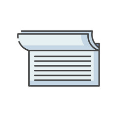 Checkbook RGB color icon. Document for commerce. Payroll for payment. Write cheque. Business tax. Check book notes. Accounting service. Banking operation. Isolated vector illustration