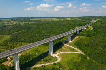 Aerial view of Koroshegy Viaduct in Hungary.