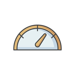 Speedometer RGB color icon. Gas dial. Dashboard with pointer. Check internet performance. Meter display for speed control. Measure velocity. Rating indication. Isolated vector illustration