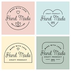 Set labels or logos with lettering hand made. Vector flat illustrations. Modern and stylish badges.