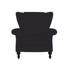 The chair is grey, comfortable and soft. Vector image.