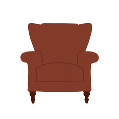 The chair is brown, comfortable and soft. Vector image.