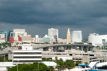 Cloudy Morning View of Miami Downtown Skyline