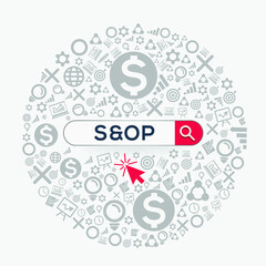  S&op mean (sales and operations planning) Word written in search bar,Vector illustration.	