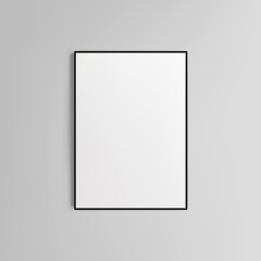 Realistic black colored vector picture A4 frame isolated on gray background.