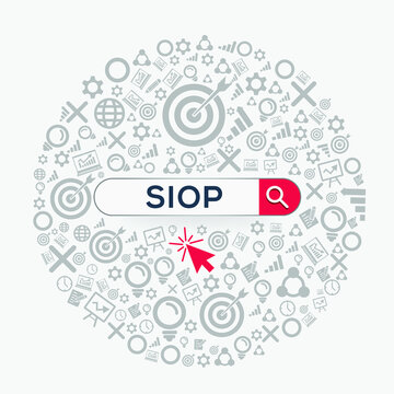 siop mean (sales inventory and operations plan) Word written in search bar,Vector illustration.	