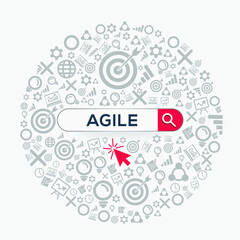 Obraz premium Agile mean (Agile development) Word written in search bar,Vector illustration. 