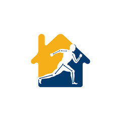 Home Physiotherapy treatment concept logo design template vector with people run. Colorful vector health. Physiotherapy clinic logo. Physiotherapy logo.